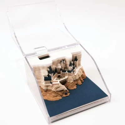 Imagen de MEICHI Bloc de notas 3D sin pegar, modelo cerradura con caja visualización transparente, 9 x 5 cm, 150 hojas, decoración mesa