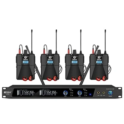 Imagen de D Debra Audio Pro ER 102 UHF Sistema de Monitor intraauricular inalámbrico un Solo Canal con transmisor y Receptor para Escenario, Estudio grabación, músicos (4 bodypack transmisor)