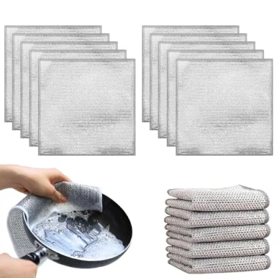 Imagen de FIBOUND 10 Paños para Platos, Trapos Alambre, de Limpieza Platos Que no Rayan, Lavar Húmedos Y Secos, Cocina