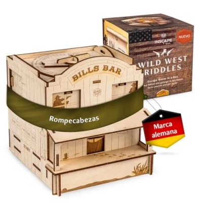 Imagen de INSCAPE Wild West Riddles Caja de Rompecabezas Madera Puzzle Box Escape Room Juego para Adultos y niños Juegos ajos 3D Cluebox Pensamiento