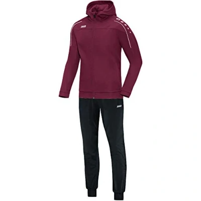 Imagen de JAKO chándal para mujer de poliéster Classico con capucha, color rojo, talla 46, 2 piezas, deporte y uso diario, pantalones chaqueta entrenamiento