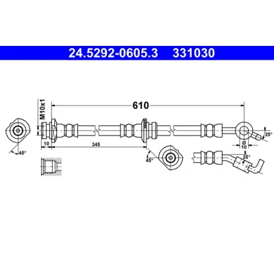 Imagen de ATE 24.5292 0605.3 Latiguillos de Freno 610 M10x1 NISSAN: MICRA 3, Note I