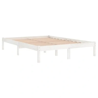 Imagen de vidaXL Estructura de Cama Dormitorio Habitación Muebles Mobiliario Cuarto Descanso Robusta Duradera Blanco 140x200 cm Madera Maciza Pino