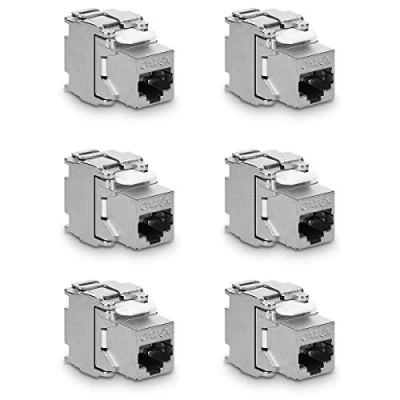 Imagen de kwmobile 6X Módulo Keystone Cat 6A Sistema de Bloqueo rápido Carcasa metálica 10Gbit/s Montaje sin Herramientas al Panel conexión Modular