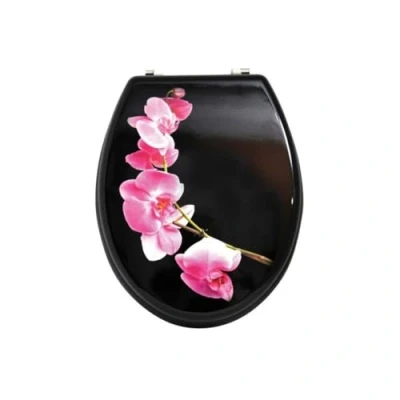 Imagen de MSV Lanyu 140.763 WC MDF Asiento de Acero/Inoxidable 3 Caras Impresas Negro 42,5 x 36,5 1,6 cm