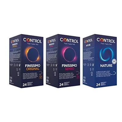 Imagen de Control Preservativos Nature &amp; Finissimo Senso Pack 3 Cajas de Condones 24 ud: 1x Placer Natural, Súper Fino, y Gama Sensibilidadad, Lubricados,Ajuste Perfecto,Sexo Seguro