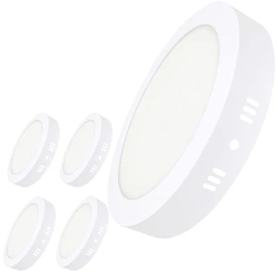 Imagen de LED ATOMANT Pack 5x Plafon Redondo Superficie 28W, Color Blanco Calido (3000K), 2500 lumenes, Diametro 220mm