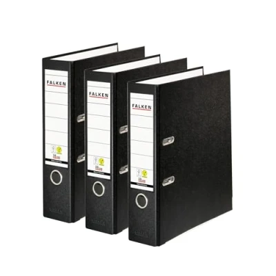 Imagen de Falken Archivador de plástico vegano (3 unidades, 8 cm ancho, DIN A4), color negro