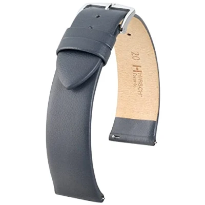 Imagen de HIRSCH Correa de reloj Toronto M piel becerro italiana con grano fino 12 a 24 mm, gris, 18 Clásico