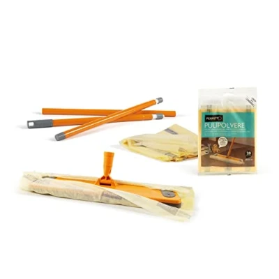 Imagen de Perfetto pulipolvere scopa catturapolvere + retine con manico 3 pezzi, zucca, cm 130