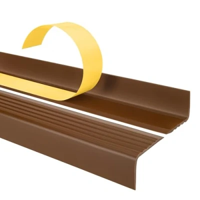 Imagen de Quest Perfil autoadhesivo para bordes de escaleras 40x25mm ND Protector antideslizante PVC Marrón, 110cm