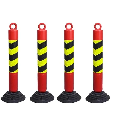 Imagen de conos señalizacion/conos seguridad trafico/conos d Poste de bolardo acero seguridad, estacionamiento carretera con base goma y collares reflectantes, pila advert
