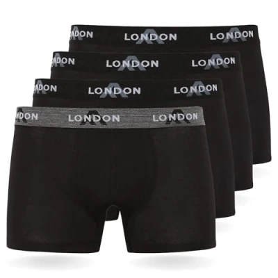 Imagen de FM London Hipster 4 PACK Culotte, Hombre, Talla: Medium, Black
