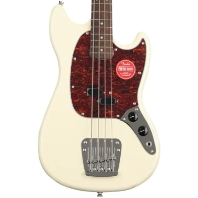 Imagen de Squier by Fender Bajo clásico Vibe de los años 60, Mustang, diapasón laurel, blanco olímpico