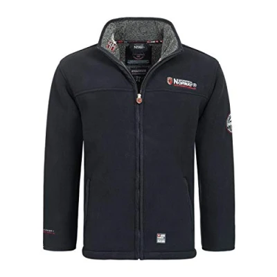 Imagen de Geographical Norway UBOLT Men Hombre Manga Larga Lana Polar Chaqueta Caliente Resistente Fleece Bolsillo Cuello Cremallera Ideal Actividades Aire Libre Invierno Marino S