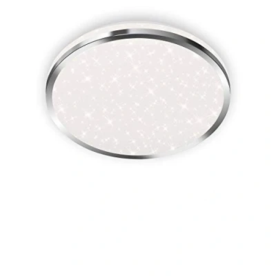 Imagen de BRILONER Leuchten luz de techo LED, baño, lámpara baño con decoración estrellas, IP44, 12 vatios, 1.200 lúmenes, 4.000 kelvin, blanco cromado, 280x70mm (diámetro x altura)