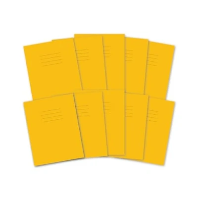 Imagen de Hamelin Cuaderno de ejercicios A5, 48 páginas, amarillo, paquete 10 unidades, para escuela, 8 mm, rayado y margen (9 x 7)