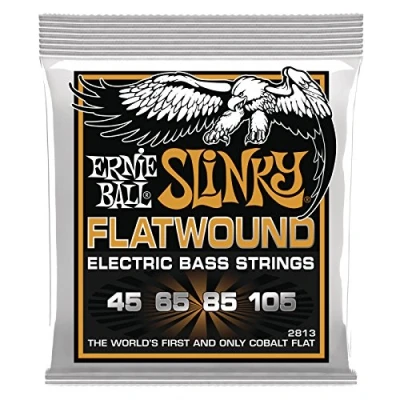 Imagen de Ernie Ball Hybrid Slinky Flatwound Cuerdas para bajo eléctrico, entorchado plano, calibre 45 105
