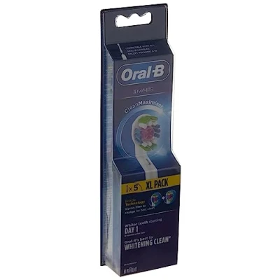 Imagen de Oral B 3D White Cabezales de cepillo dientes eléctrico, paquete 5 unidades, con tecnología CleanMaximiser elimina hasta un 100% más placa blanca