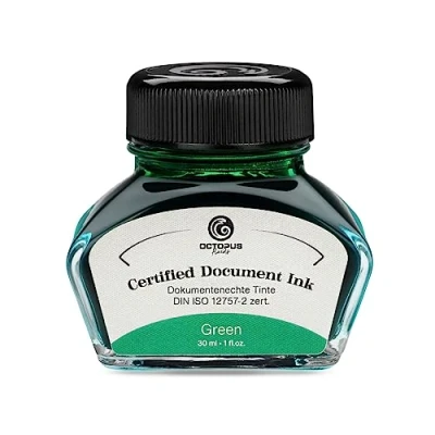 Imagen de Octopus Fluids Document Ink Green Tinta indeleble certificada según DIN ISO 12757 2, 30 ml, color verde
