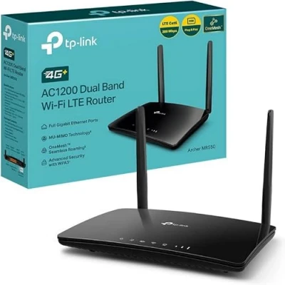 Imagen de TP Link Enrutador Archer MR550 4G+ Cat6 300 Mbps, Wi Fi AC1200 de doble banda, con SIM, microSIM, puerto Gigabit LAN/WAN, MU MIMO, sin configuración, Tecnología OneMesh