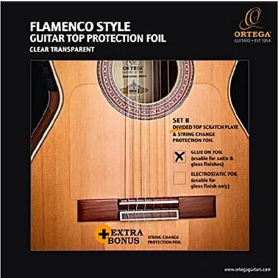 Imagen de Ortega Pick Guard Divided Top Plate &amp; Bridge Protector de pantalla transparente y permanente, OPG FLAM2