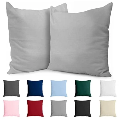 Imagen de Funda de Almohada 65x65 Algodón Reforzado (Pack 2) Gris Claro Tela Apretada 57 Hilos/cm² 65 x Certificación Oeko Tex Dreamzie