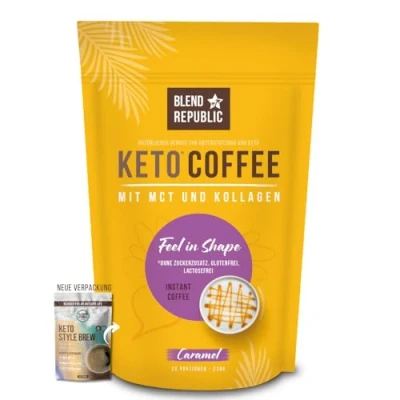 Imagen de Keto Style Brew (Salted Caramel) Café con ⍟ Arábica Aceite de coco MCT colágeno Péptidos para la dieta baja en carbohidratos 220g 22 tazas