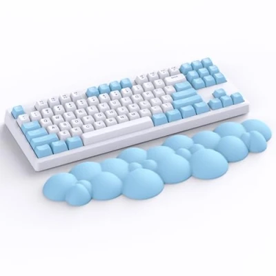 Imagen de ATTACK SHARK Reposamuñecas en la Nube, Antideslizante, Soporte Ergonómico para Muñeca, Descanso Palma de Mano Teclados Mecánicos TKL/Tamaño Completo, Teclado Azul