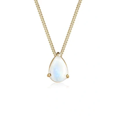 Imagen de Elli Collares Mujeres Elegante Colgante de Gota con Piedra Luna en Plata Ley 925 Bañada Oro
