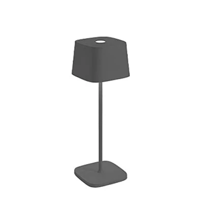 Imagen de Zafferano, Lámpara Ofelia, de Mesa Recargable e Inalámbrica con Control Táctil, También Adecuada como Exterior, Atenuador, 2700 3000 K, Altura 29 cm, Color Gris Oscuro