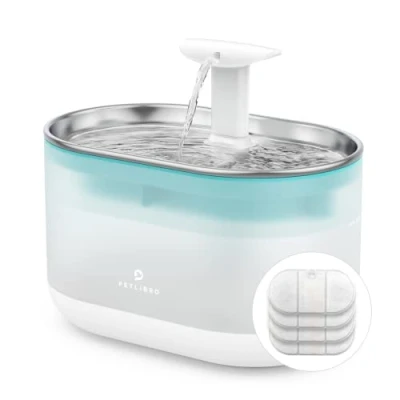 Imagen de PETLIBRO fuente de agua para gatos ultra silenciosa, 2,1 l, con 4 filtros y esponjas, dos modos flujo agua, dispensador sin BPA, nivel visible