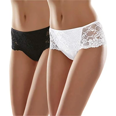 Imagen de Merry Style String Bragas Slip Ropa Interior Mujer MSGAB39 ((2Pack) Negro/Blanco, 36 (Talla del Productor: S))