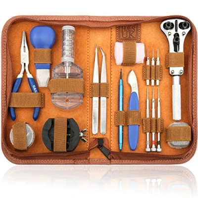 Imagen de H&amp;S Kit Herramientas para Reparacion de Relojes 147uds Herramienta Relojero Profesional Abrir, Eslabones y Lomos, Cambiar Correa Reloj + Estuche Organizador