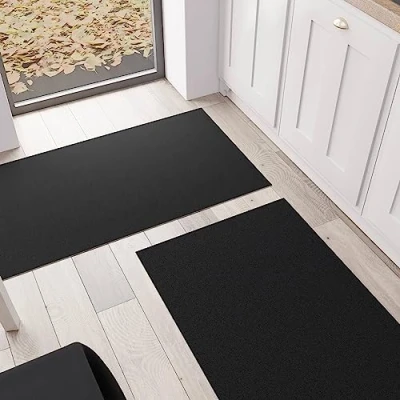 Imagen de PETTI Artigiani Italiani Alfombra para Cocina, de Lavable, Antideslizante, Pasillo, Lisa, 52 x 480 cm, Color Negro, 100%