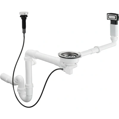 Imagen de hansgrohe D16 11 vaciador automático con rebosadero para una cubeta granito cromo