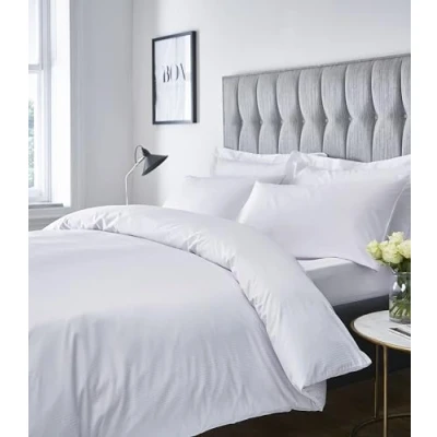 Imagen de Catherine Lansfield Ropa de Cama, Satinada a Rayas, Blanco, King Duvet Set
