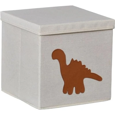 Imagen de Love IT Store Cubo de almacenamiento infantil decorativo, plegable, 30 cm, diseño Dino, refuerzo madera, compatible con estantes
