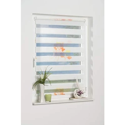 Imagen de K home Estor Doble Klemmfix, sin Agujeros., Tela, Flor (Naranja)., 70 x 200 cm