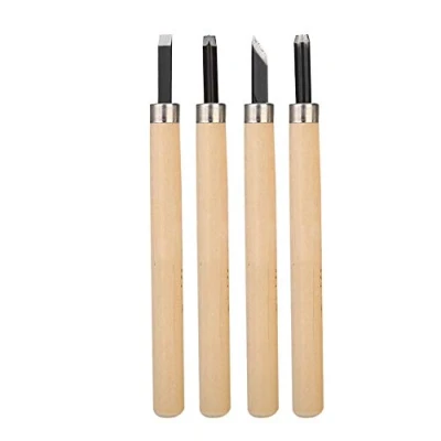 Imagen de Juego de herramientas tallado madera, 4 cuchillos profesionales, afilador manual, sello goma, cuchillos,