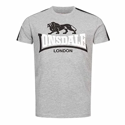 Imagen de Lonsdale Normale Passform Ardmair Camiseta estampada, Hombre, Talla: Large, Marl grey black white