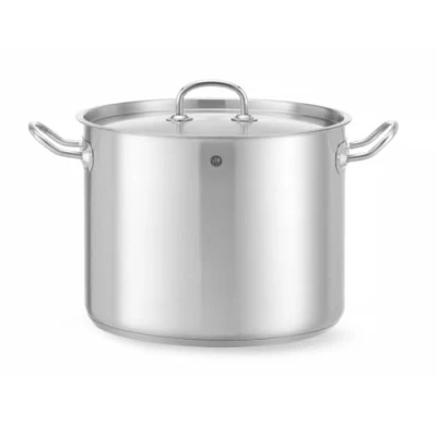 Imagen de HENDI Olla de cocina, alta, con tapa orificios salida vapor, fondo inducción continuo, apta para todas las fuentes calor y el lavavajillas, 13.5L, ø280x(H)220mm, acero inoxidable