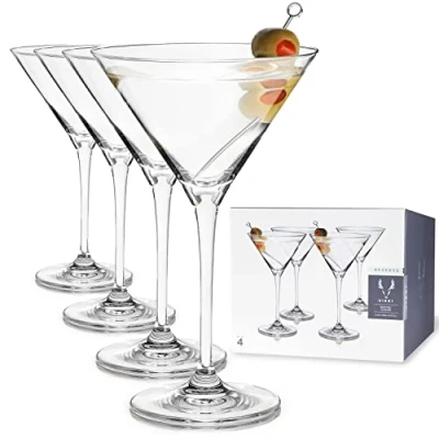 Imagen de Viski copas de Martini cristal europeo Reserve, 4 cóctel sin plomo, cristalería hecha en Europa, juego 4, 7 onzas (207 ml)