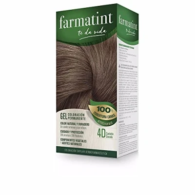 Imagen de Farmatint Gel 4D Castaño Dorado, Tinte Vegetal Permanente, Sin Amoníaco, Cobertura Completa de Canas, Cuida y Protege tu Cabello, Unidad 170ml