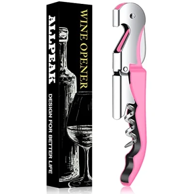 Imagen de Allpeak Sacacorchos Abridor de Vino Abrebotellas 1PC Profesional Cerveza Botellas Vino, 3 in 1 Wine Opener Rosa
