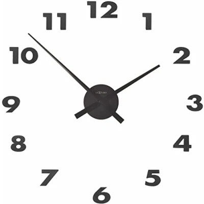 Imagen de NeXtime Reloj de pared &quot;SMALL HANDS&quot;, agujas aluminio, números para pegar, negro