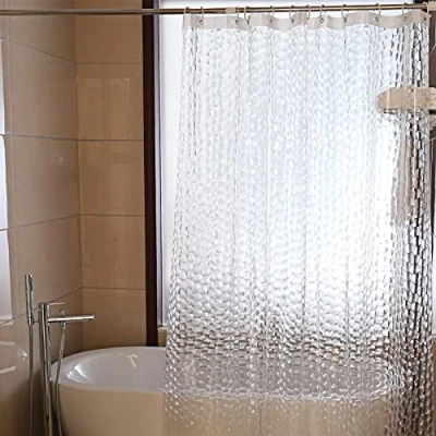 Imagen de Gvolatee Cortina de Ducha Antimoho 180 X 200 cm, 3D Cubo Agua Semitransparente Espesas EVA Lavable Cortinas Baño con 12 Ganchos, Impermeable Antibacteriano Secado Rápido, para Bañera (Blanca)