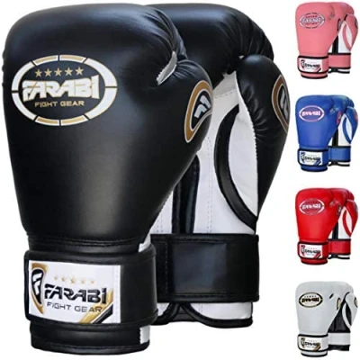 Imagen de Farabi Sports Niños Guantes de Boxeo Junior Muay Thai Kickboxing Sparring Saco Entrenamiento (Black, 6 oz)