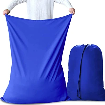 Imagen de AiQInu Bolsa de Lavandería Plegable, 2 Unidades Grandes Bolsas Ropa con Cordón, Organizador Material Antidesgarros para Cuarto Lavado Cocina Dormitorio Hotel Viaje 70 x 115cm