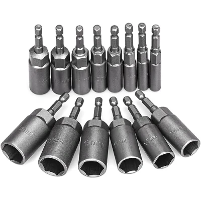 Imagen de HATANSE 14 Piezas Llaves de Vaso Hexagonal 6mm 19mm Para Taladro 1/4&quot; Juego Profundidad Procesamiento 34 mm Adecuado Destornilladores Eléctricos